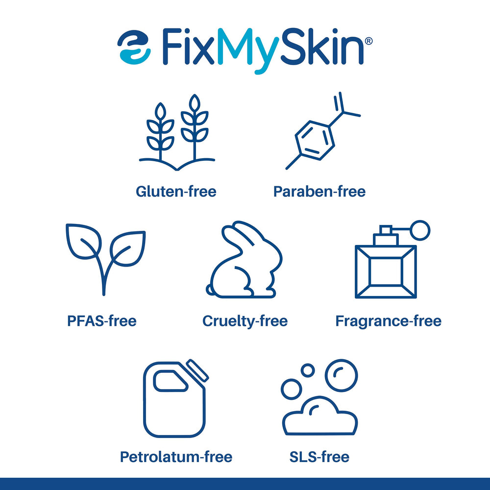 FixMySkin cold sore irritation relief lip balm application demonstrated.
