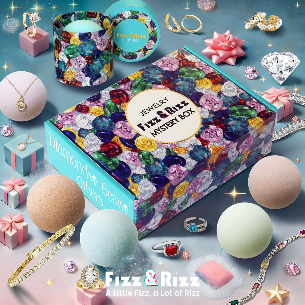Fizz & Rizz bath bomb earrings inside reveal sparkly earrings for celebrations.
