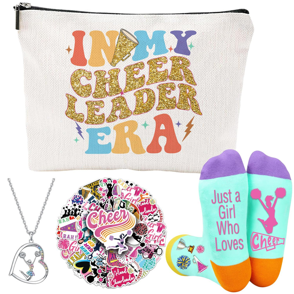 FJHAIY cheerleader makeup bag with vibrant 3D design, portable for on-the-go routines