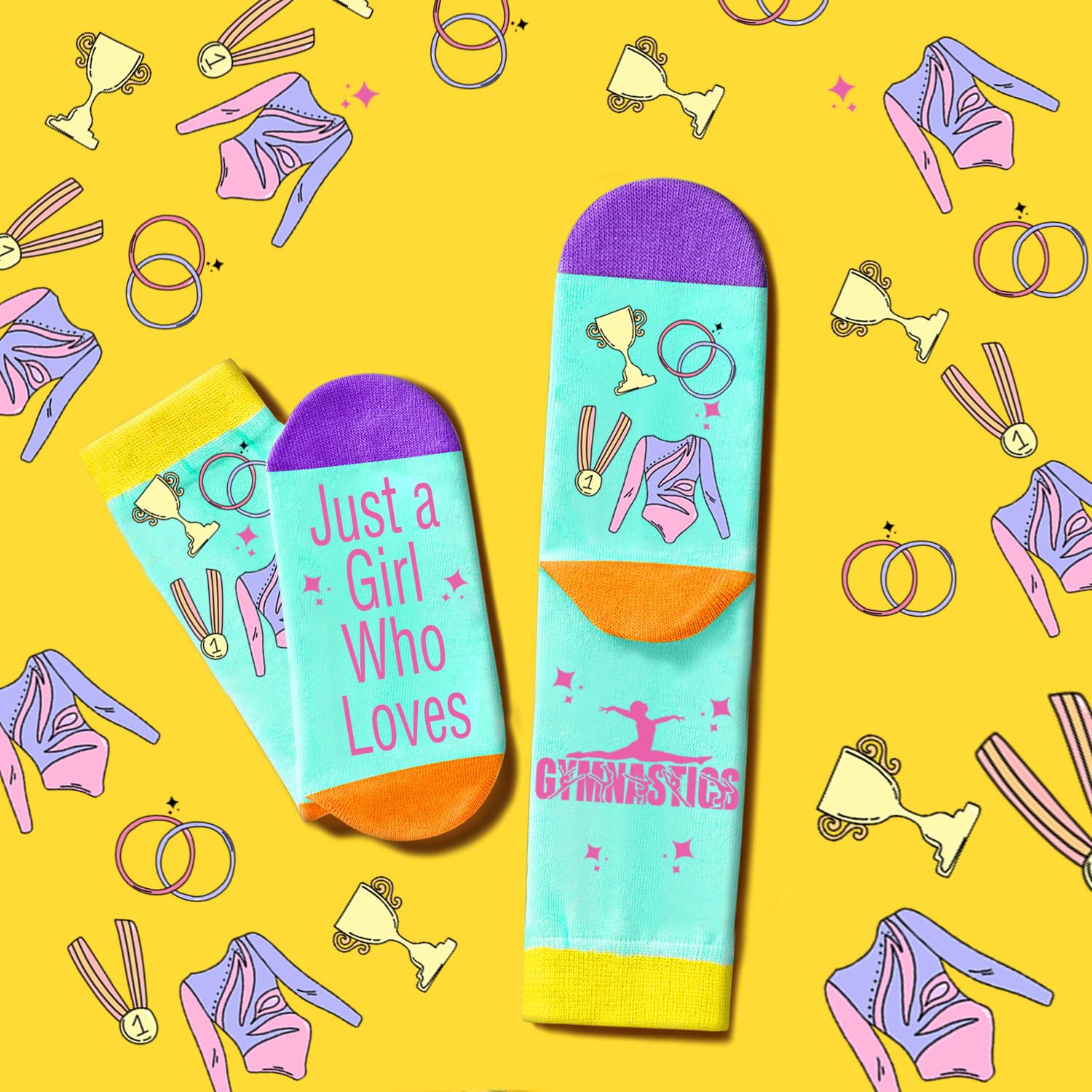 FJHAIY gift set packaging includes makeup bag stickers socks and keychain.