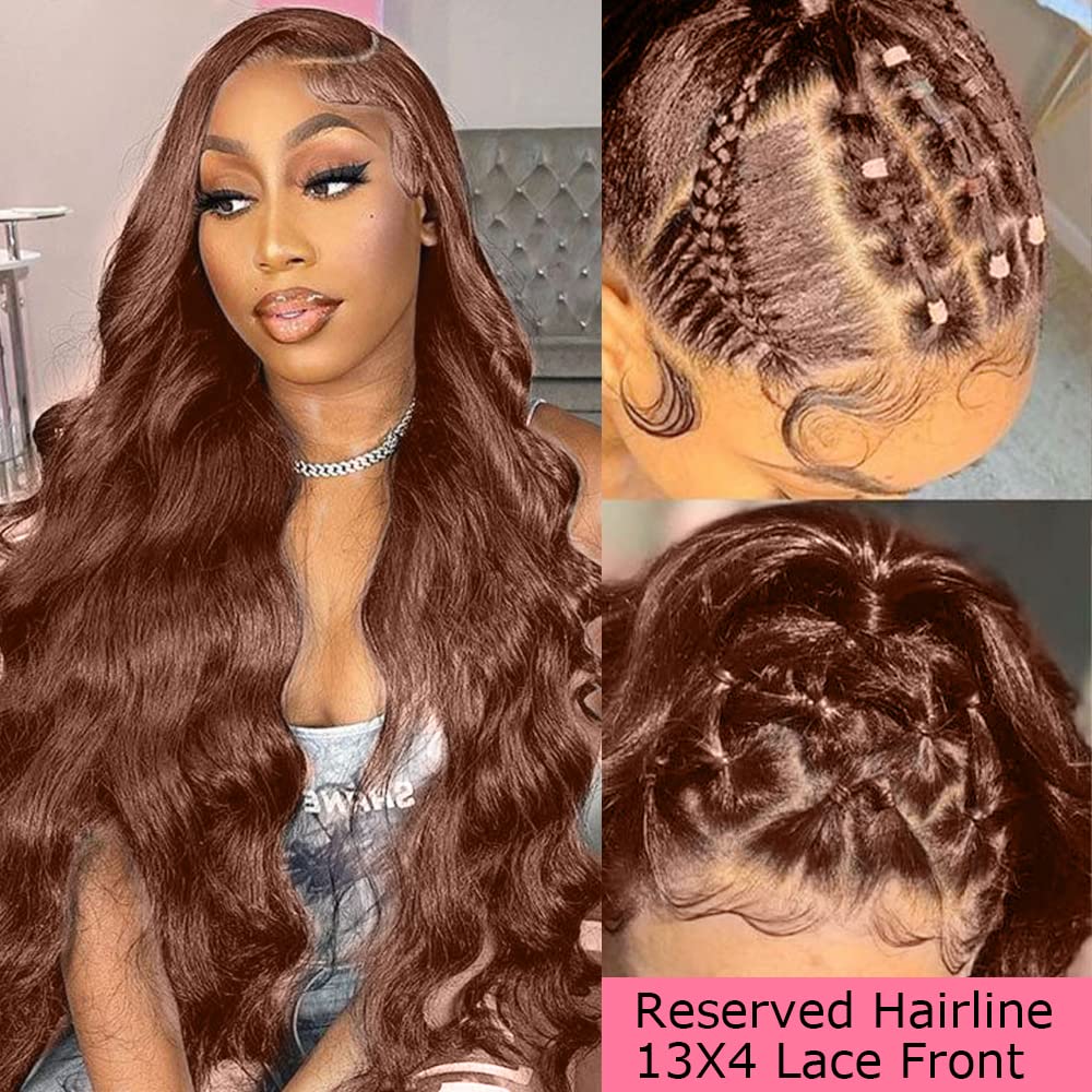 FKFO 24-inch chocolate brown wig with body wave length and movement