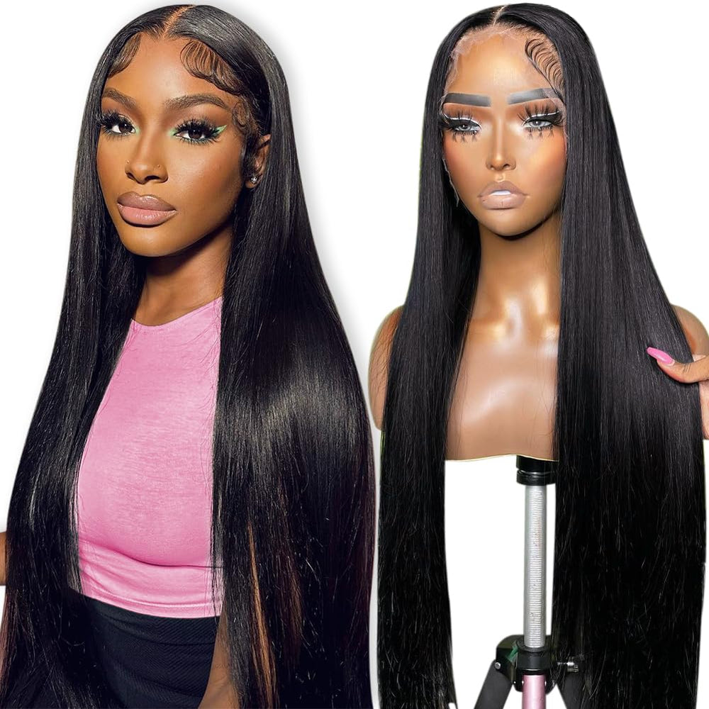 Flady 28-inch straight HD lace-front wig close-up showing natural hairline for seamless styling.