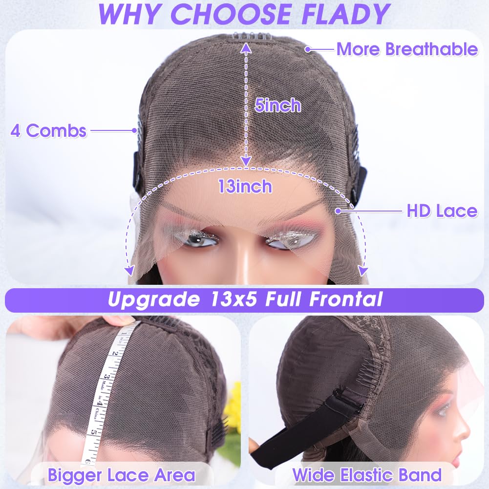 Flady transparent HD lace frontal wig demonstrates skin-tone melt for natural blend.