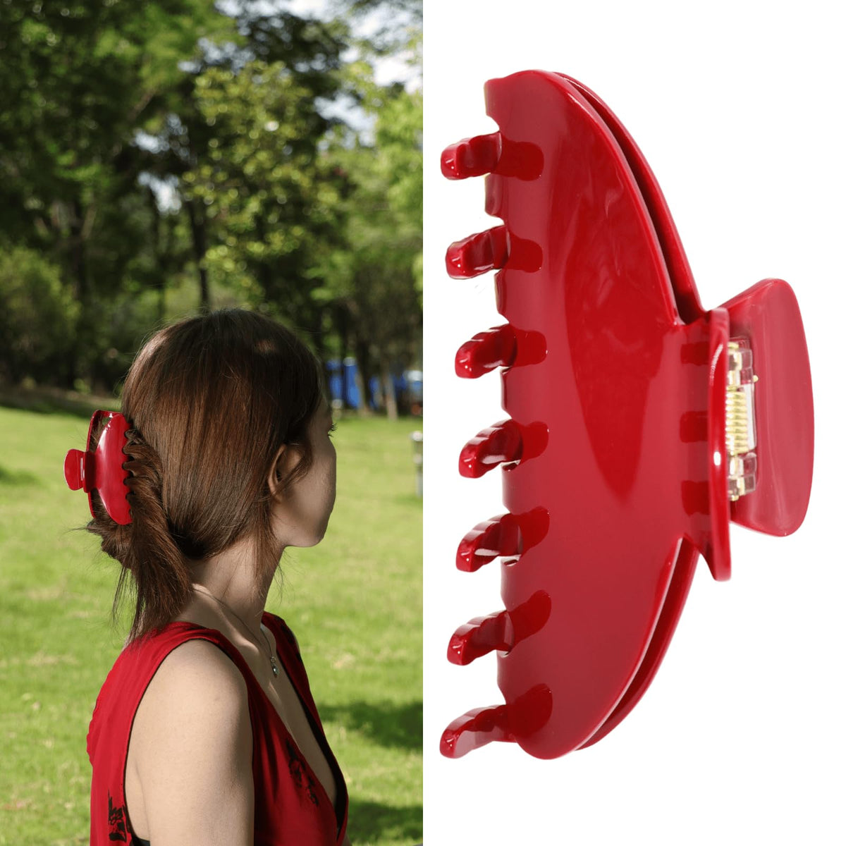 FlaSloth Cherry Red Claw Clip 4 Inch with glossy acetate finish for lasting style.