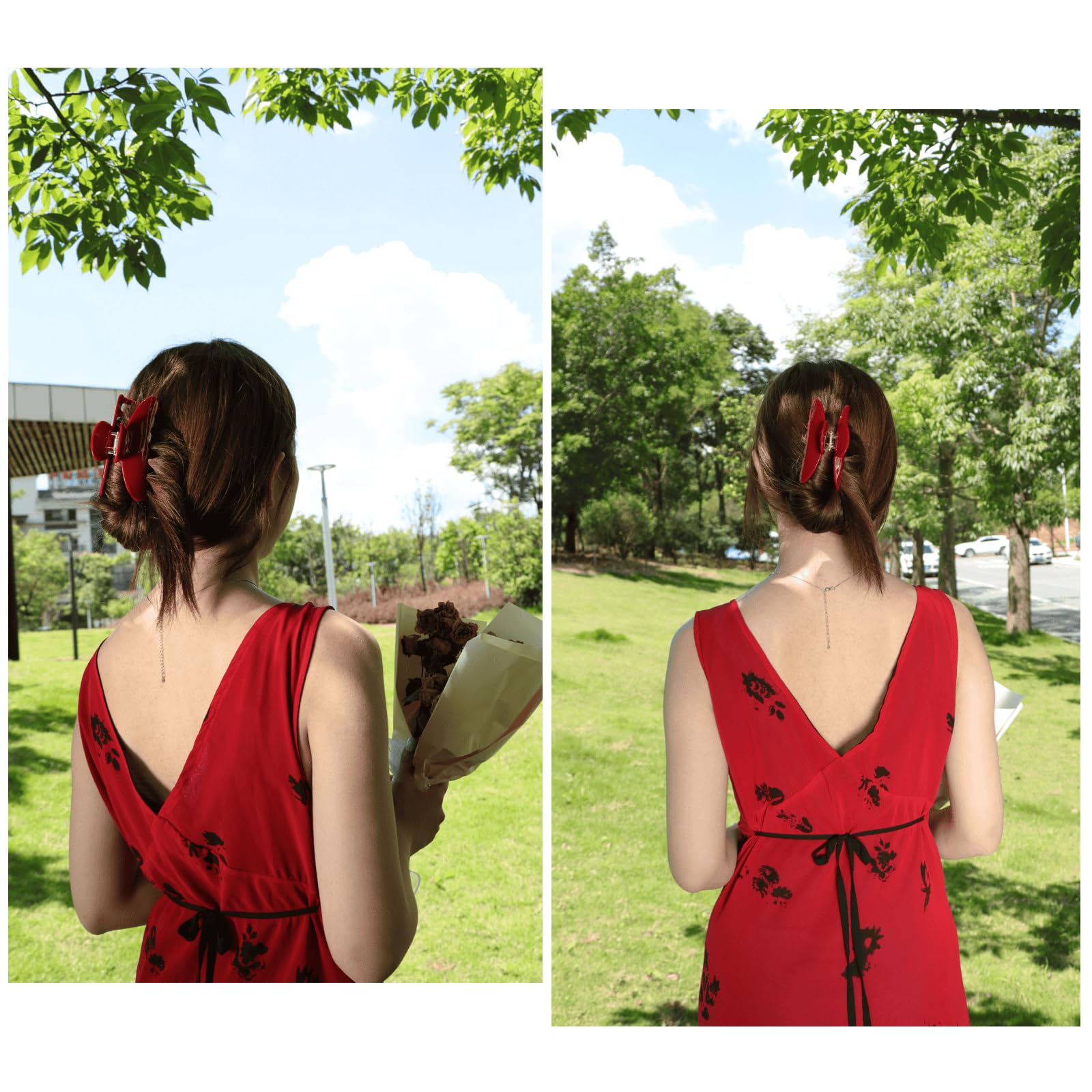 FlaSloth Cherry Red Claw Clip fits medium to long hair for versatile styling.