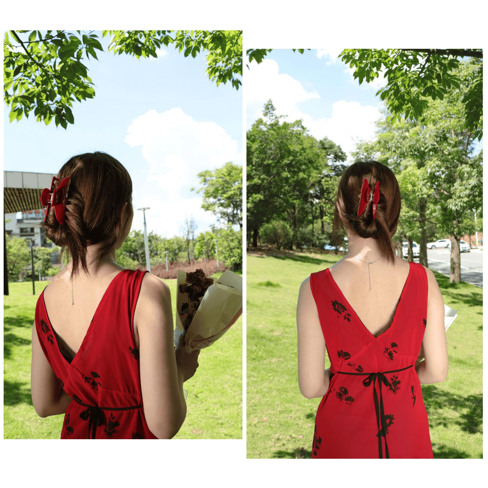 FlaSloth Cherry Red Claw Clip fits medium to long hair for versatile styling.