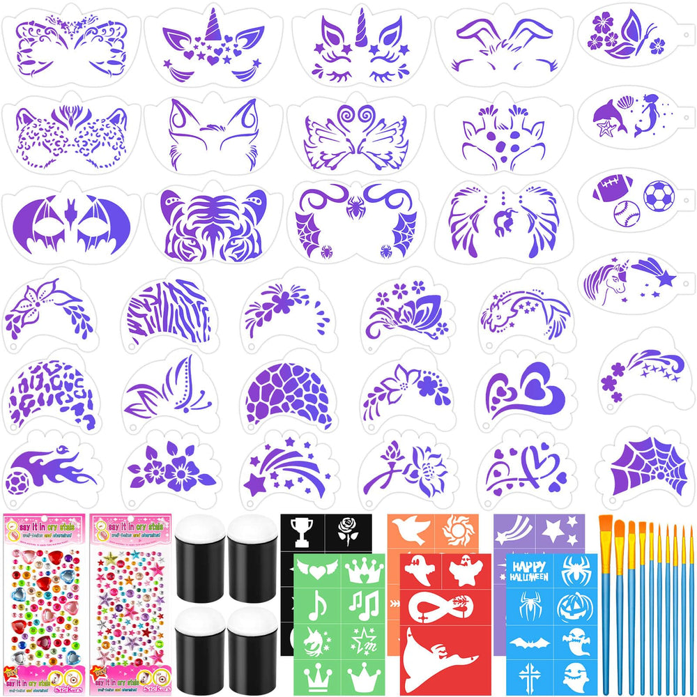 Flasoo face paint stencils kit in flatlay for planning creative looks