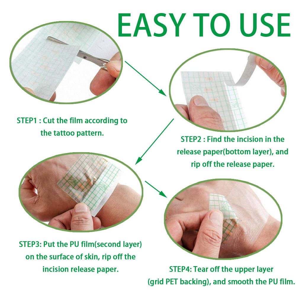 Flatoedu Tattoo Bandage Roll grid-lines aid precise sizing and cutting