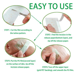 Flatoedu Tattoo Bandage Roll grid-lines aid precise sizing and cutting