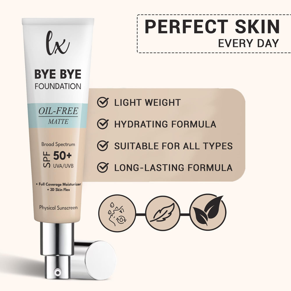 Chamomile-infused foundation on skin emphasizes calming, gentle application.
