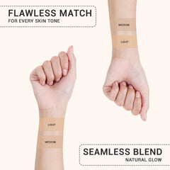 Creamy texture swatch on forearm highlights hyaluronic acid hydration.