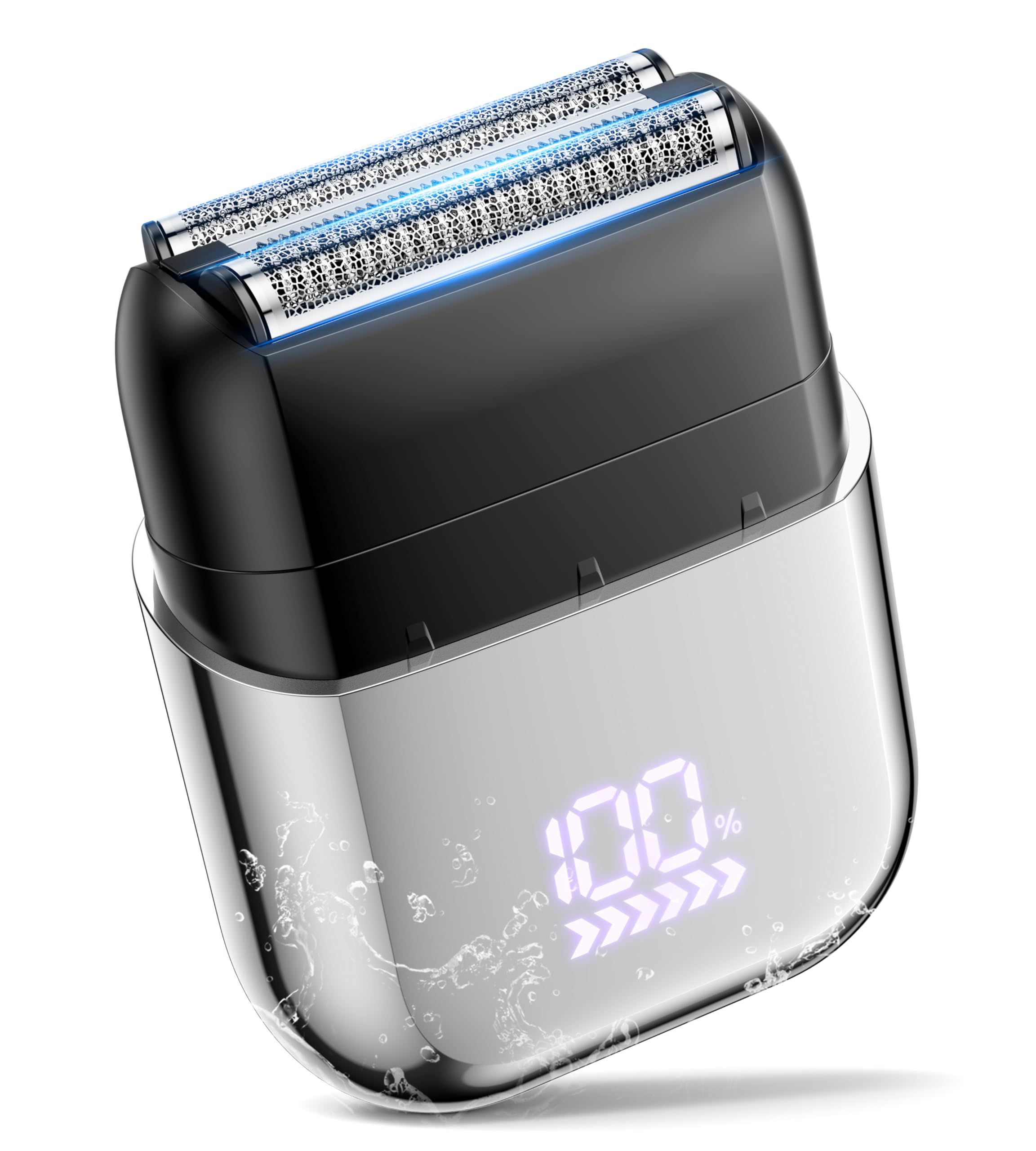 Fleaks Funly electric foil shaver front view for compact travel grooming.