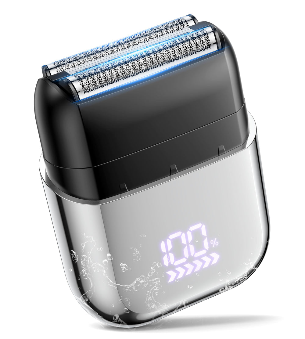Fleaks Funly electric foil shaver front view for compact travel grooming.