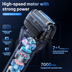 Fleaks Funly shaver USB-C fast charging for extended cordless use.