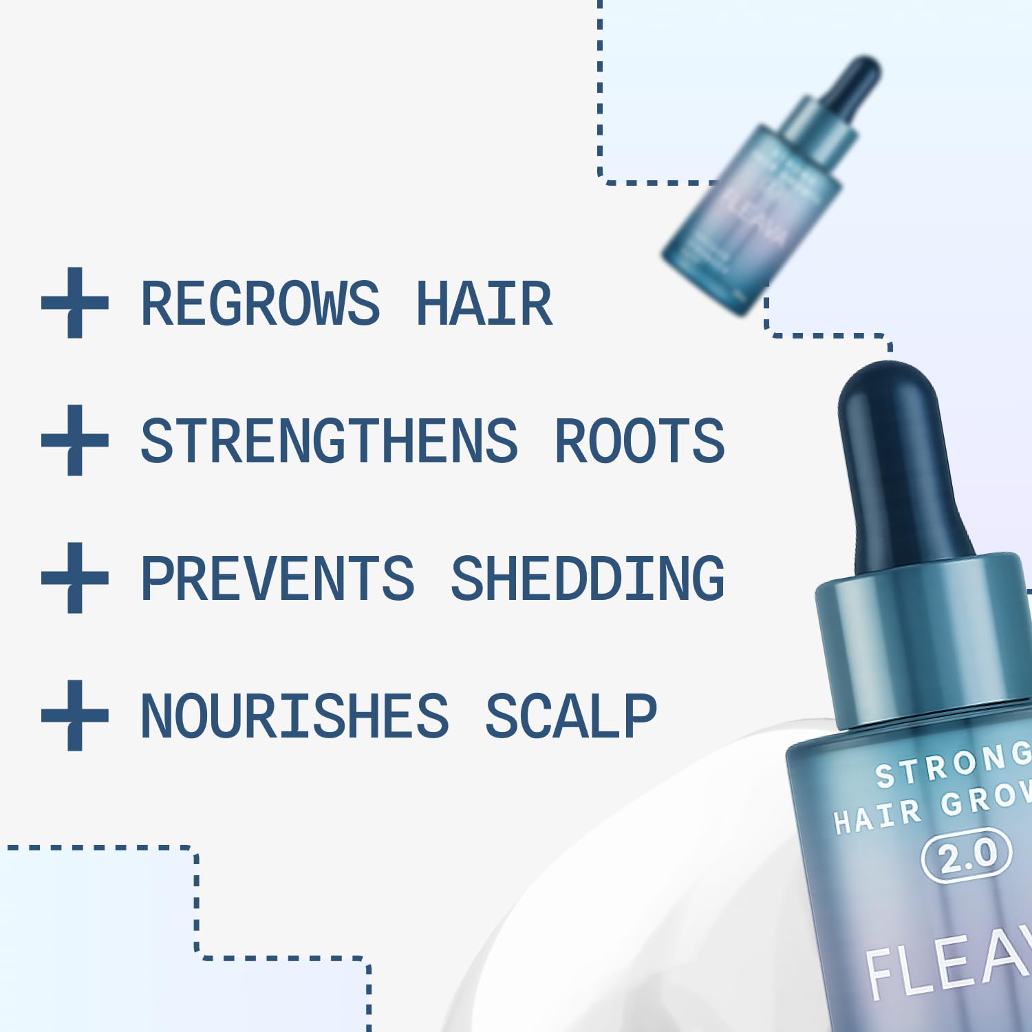 Fleava Hair Regrowth Serum bottle front view for daily use.