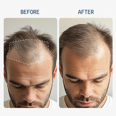 Fleava serum drops being applied to thinning scalp for targeted care.