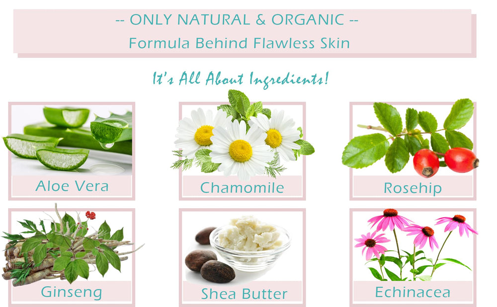 Fleur De Lis Naturals packaging label highlights pure organic ingredients for all skin types.