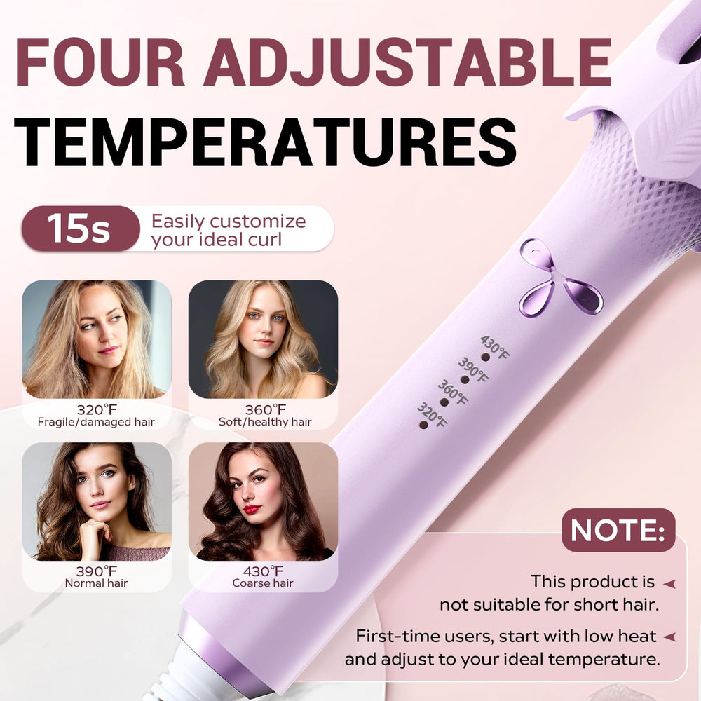 FlexiGlide purple curler 2-way rotation feature demonstrated for versatile left- or right-direction curls.