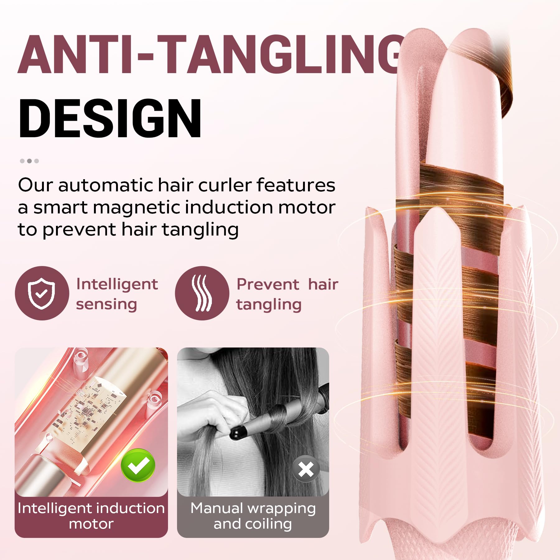FlexiGlide ceramic-coated barrel with negative ions reduces heat damage.
