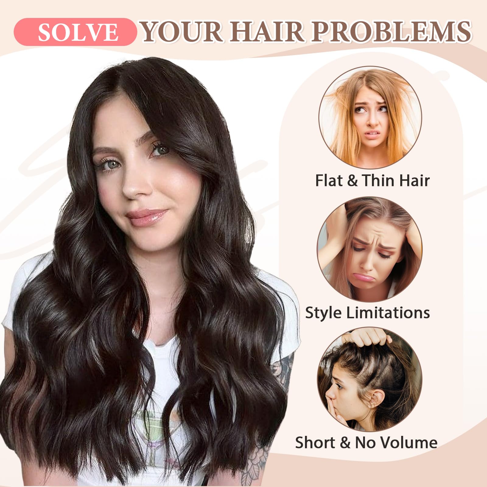 Fliace two-clip 4.9-inch wide weft for layered look.