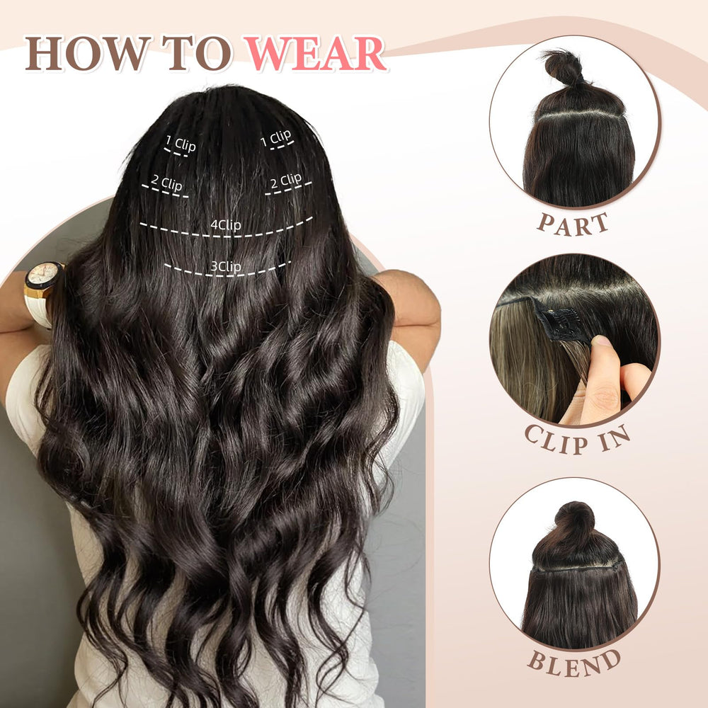 Fliace three-clip 5.5-inch wide weft for versatile styling.