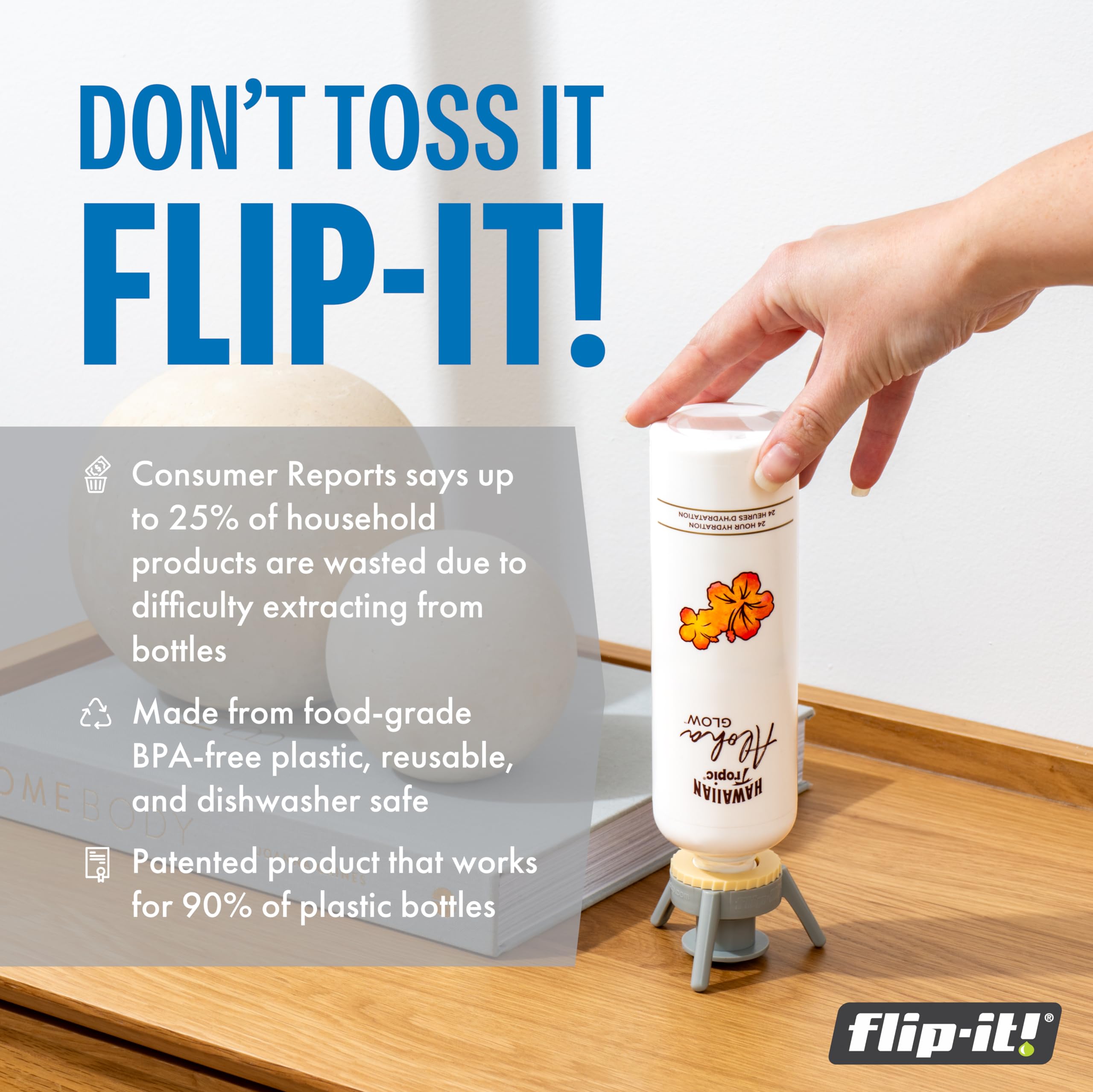Flip-It! adapters collection shows six sizes for universal fit across brands and bottles.