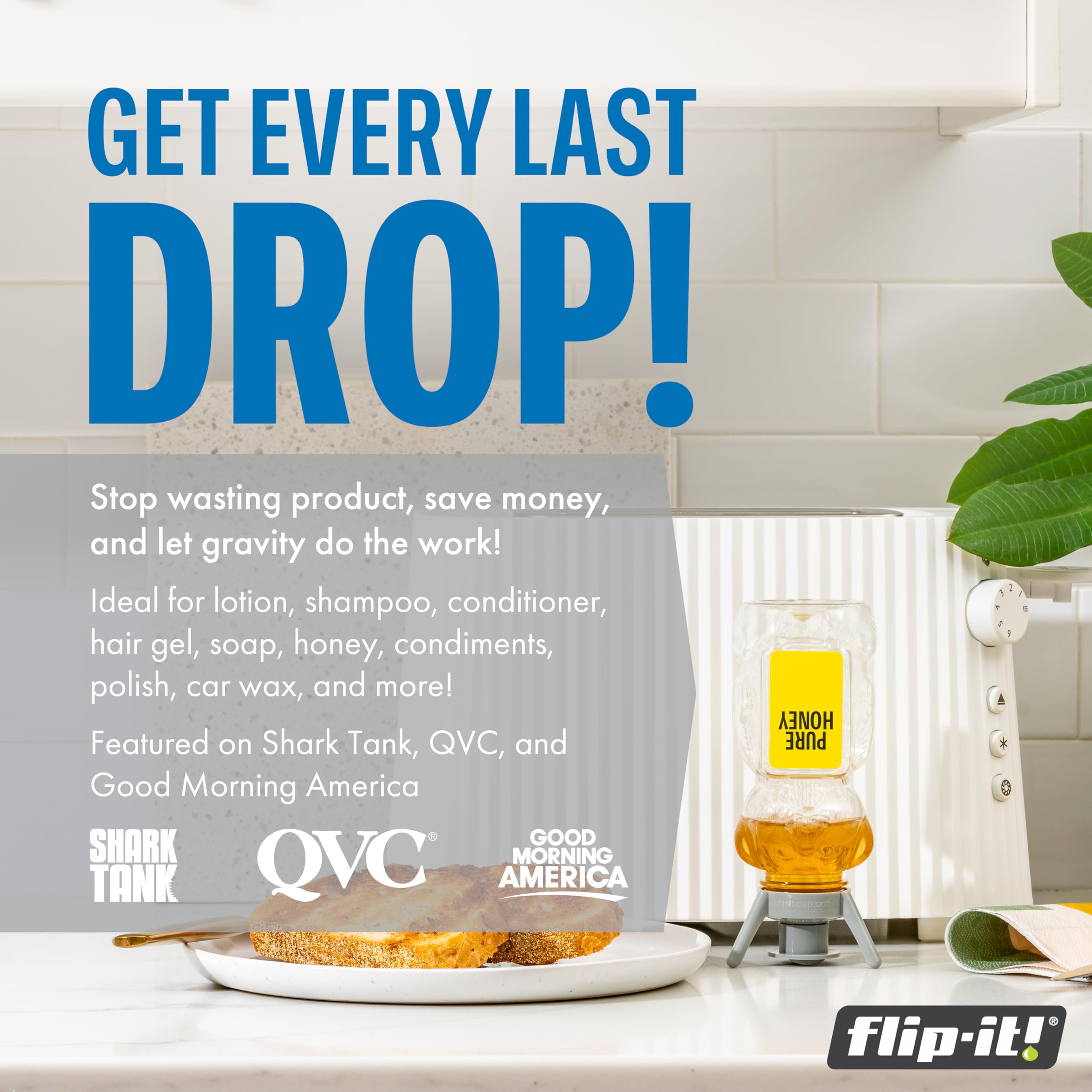 Flip-It! two-bottle demo illustrates double-dispense capability saving time.