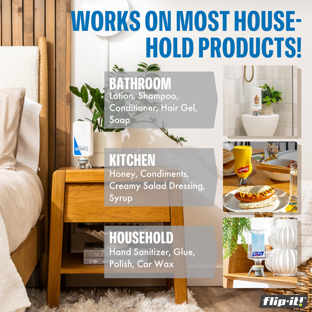 Flip-It! universal fit bottles image demonstrates compatibility with standard screw-top bottles.