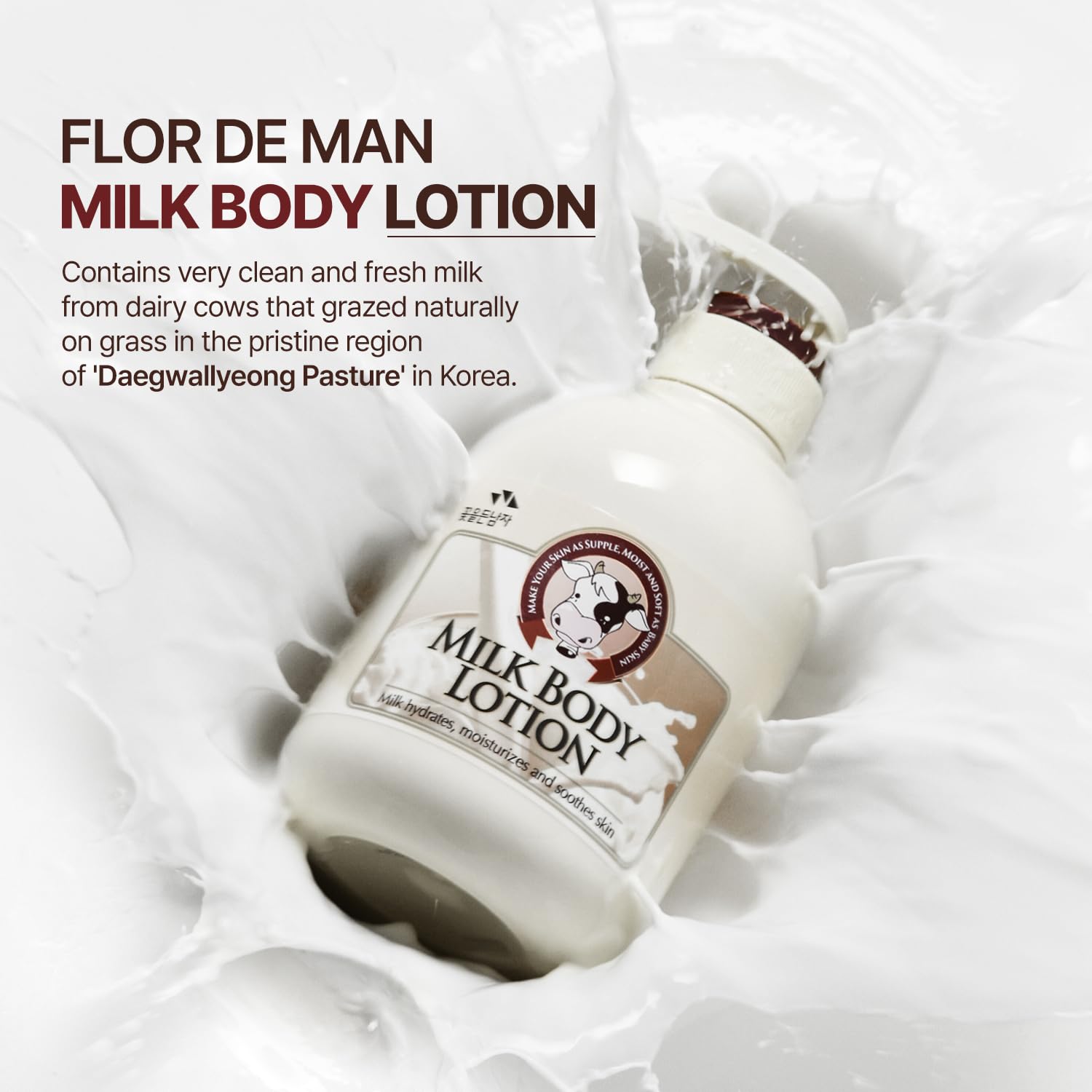 Flor de Man COSMOCOS Somang Milk Application shot suggests quick, hydrated skin after use
