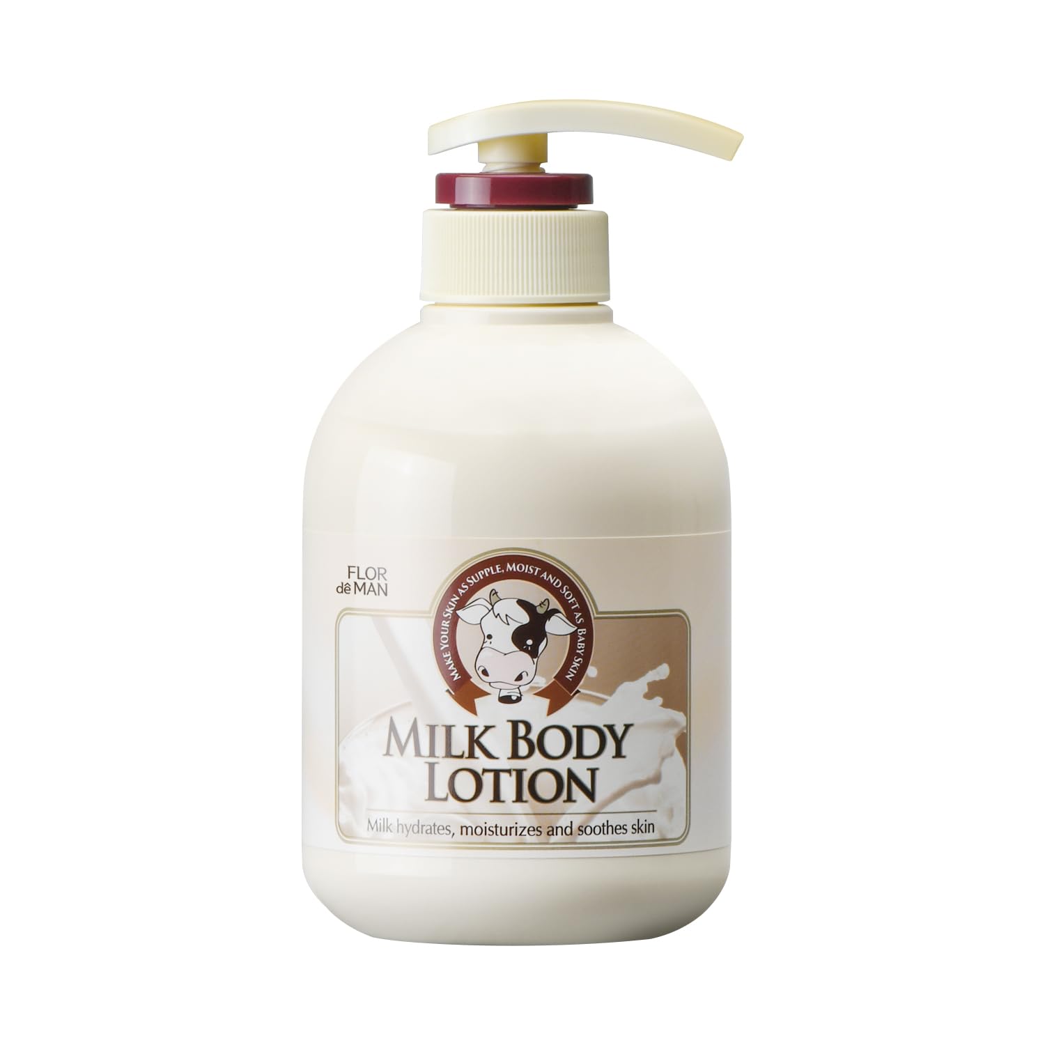 Flor de Man COSMOCOS Somang Milk Body Lotion bottle highlights moisture protection for daily use