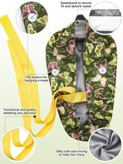Floraltop satin-lined cap with ponytail holder for neat flexible hairstyles