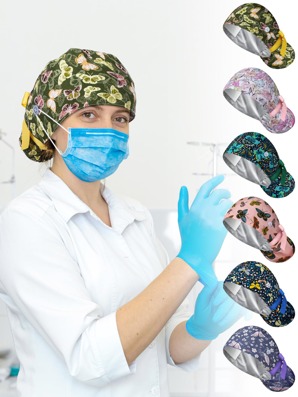 Floraltop versatile scrub cap suitable for nurses, chefs, spas
