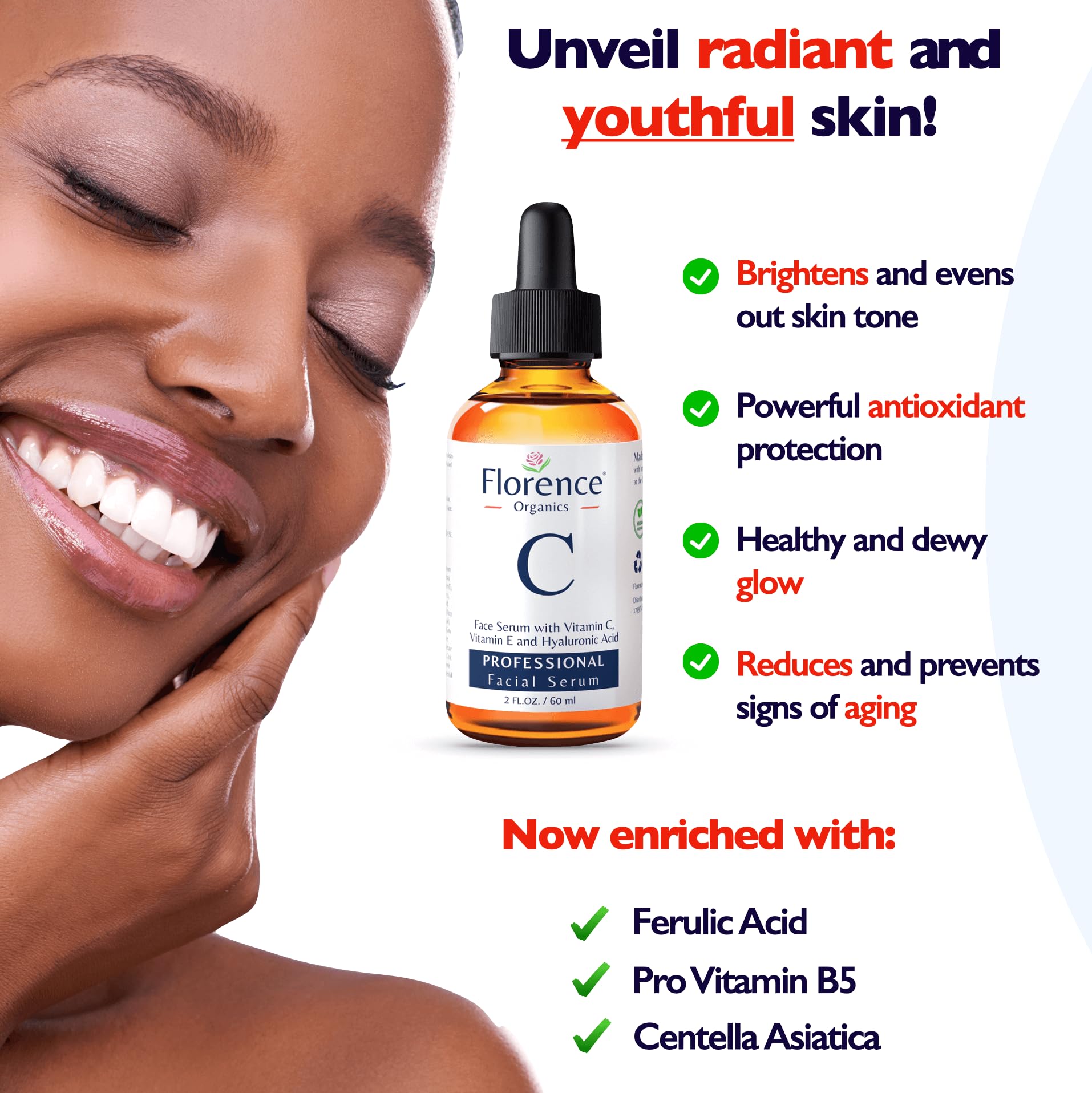 Florence vitamin c serum glow-on-skin delivers visible radiance and hydration