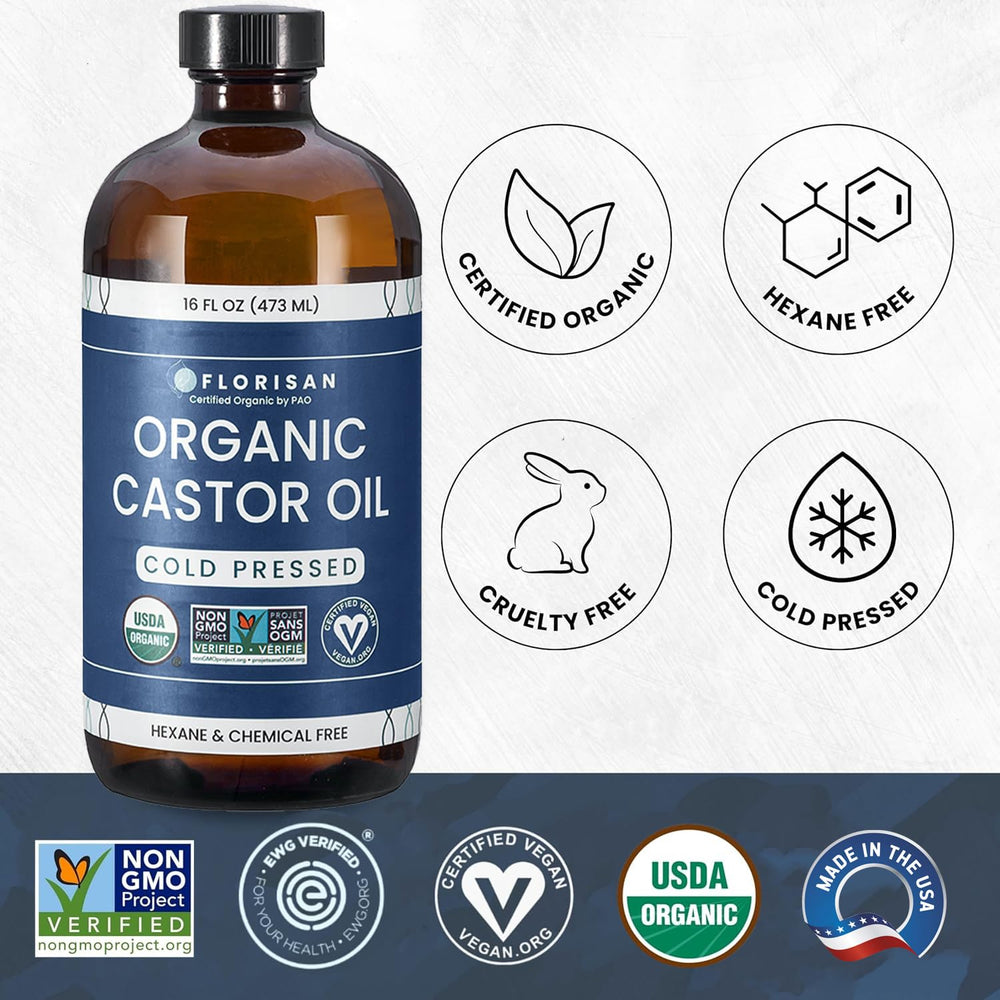 Florisan cold-pressed castor oil for hair growth nourishing strands with fatty acids
