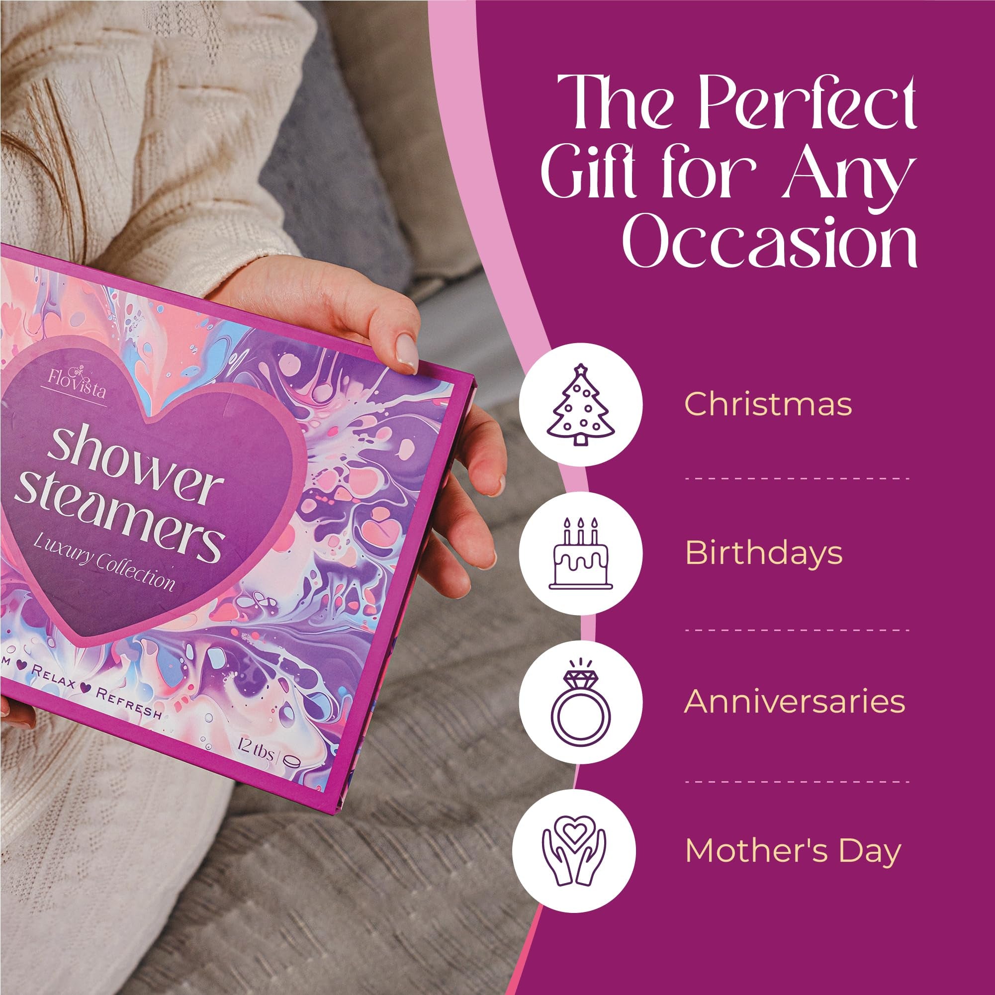 Flovista six-scent shower steamers collection delivering mood-boosting scents for daily self-care
