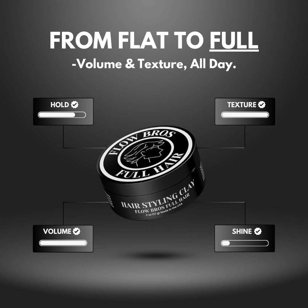 Flow Bros hair clay tube close-up highlighting nourishing formula