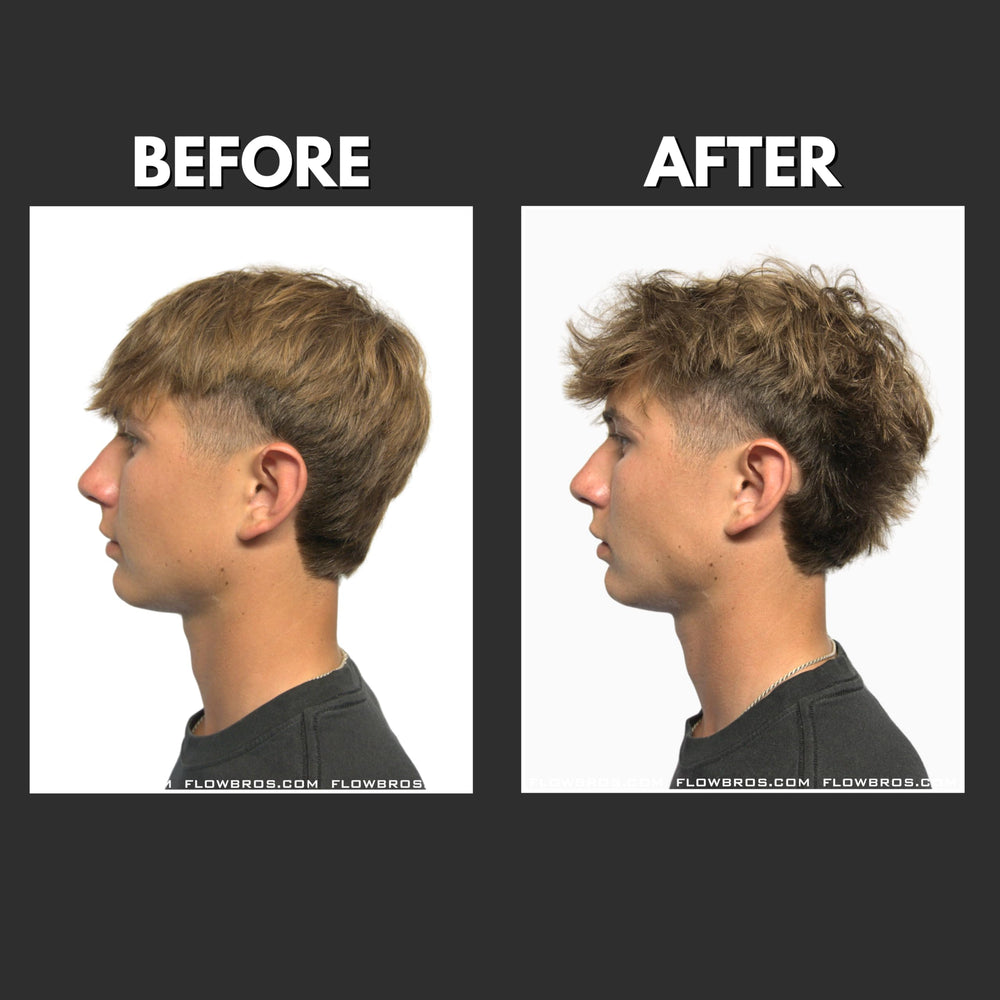 Flow Bros Sea Salt Spray on hair highlighting natural waves with light hold.