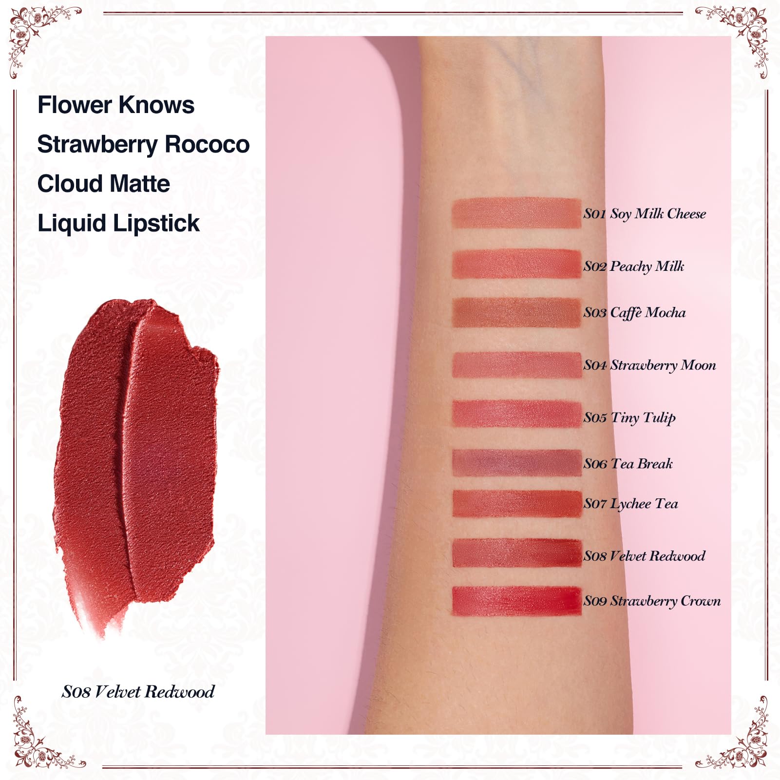 Flower Knows cloud matte finish closeup reveals velvety, transfer-resistant texture.