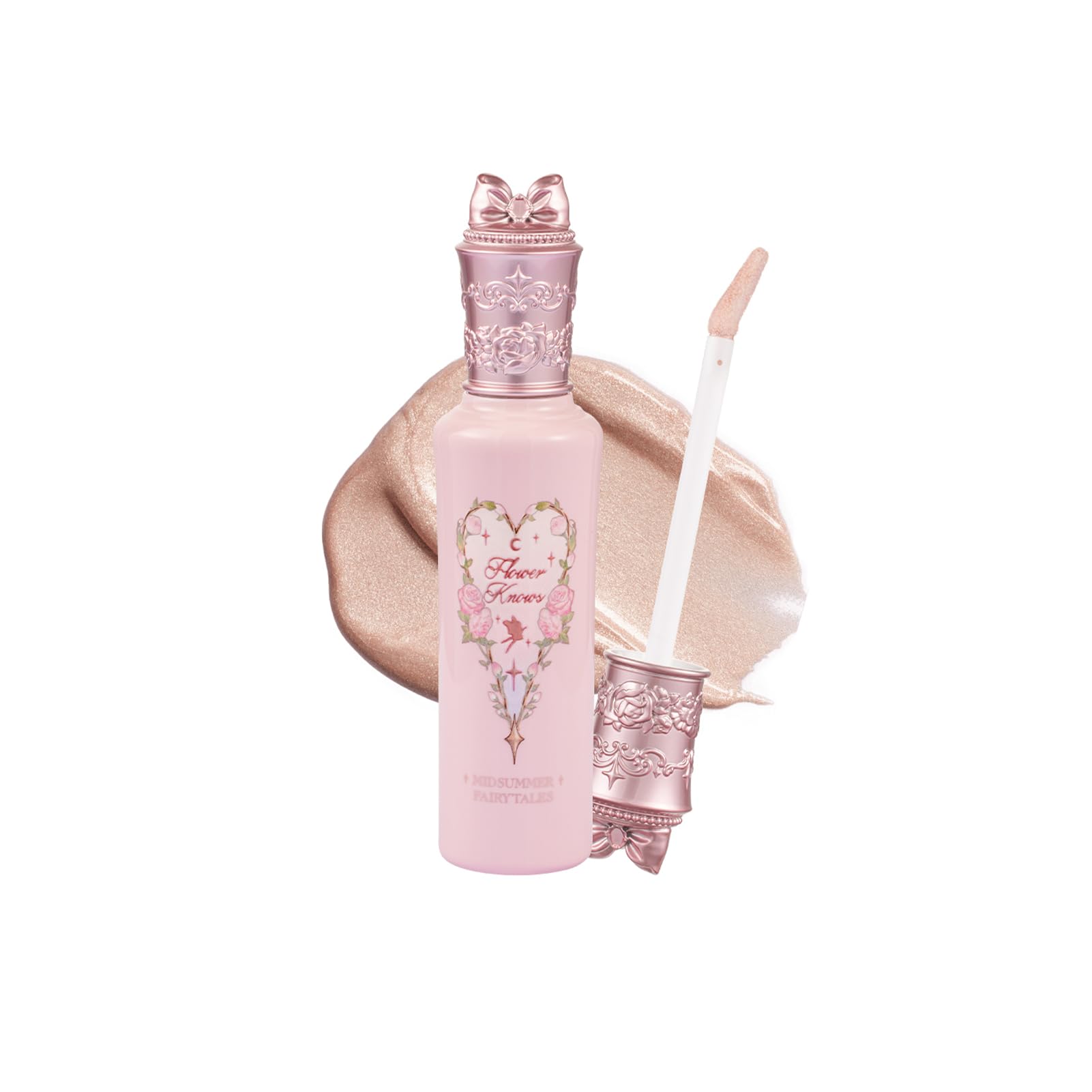 Flower Knows Midsummer Fairytales highlighter bottle with pearly silver glow for radiance