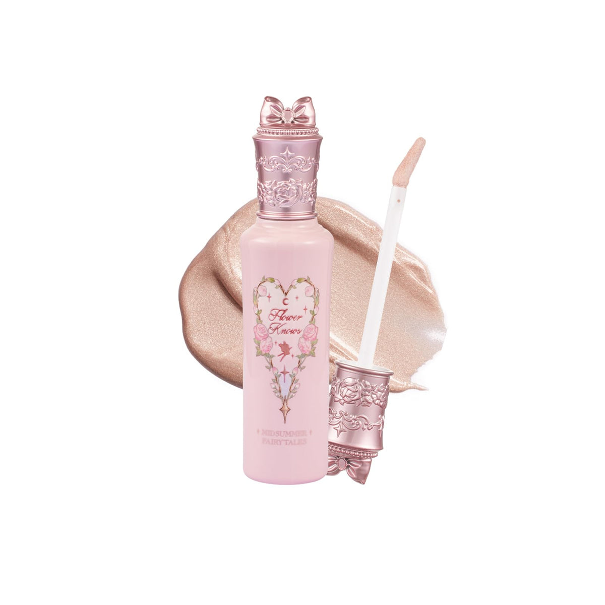 Flower Knows Midsummer Fairytales highlighter bottle with pearly silver glow for radiance