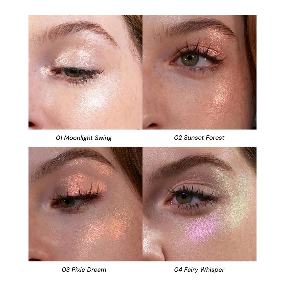 Flower Knows Midsummer Fairytales 02 Gold swatch adds warm glow on skin