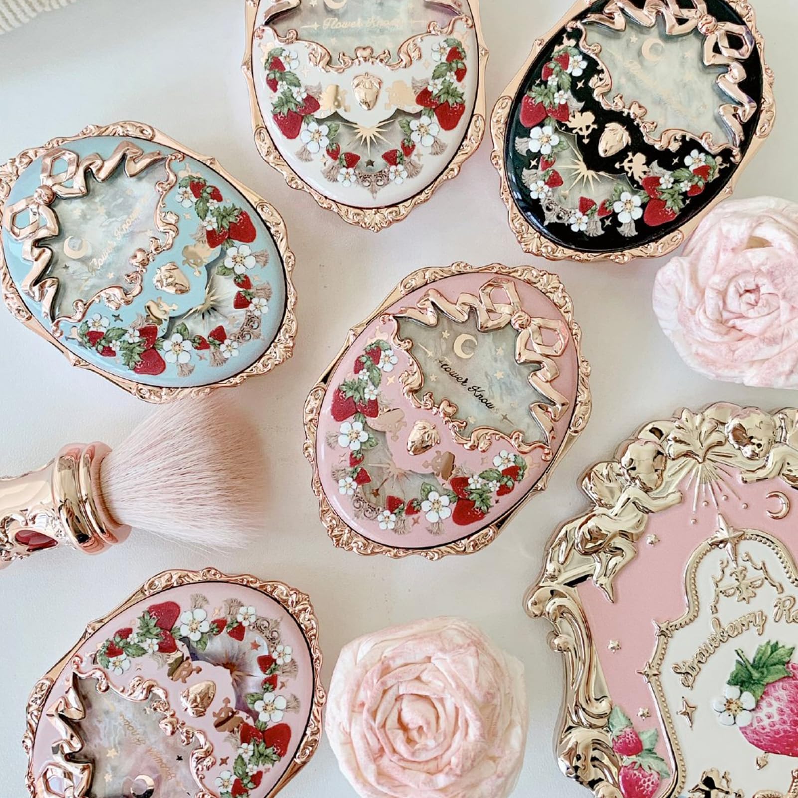 Flower Knows multiple soft pink-to-peach shades flatter a wide range of skin tones.