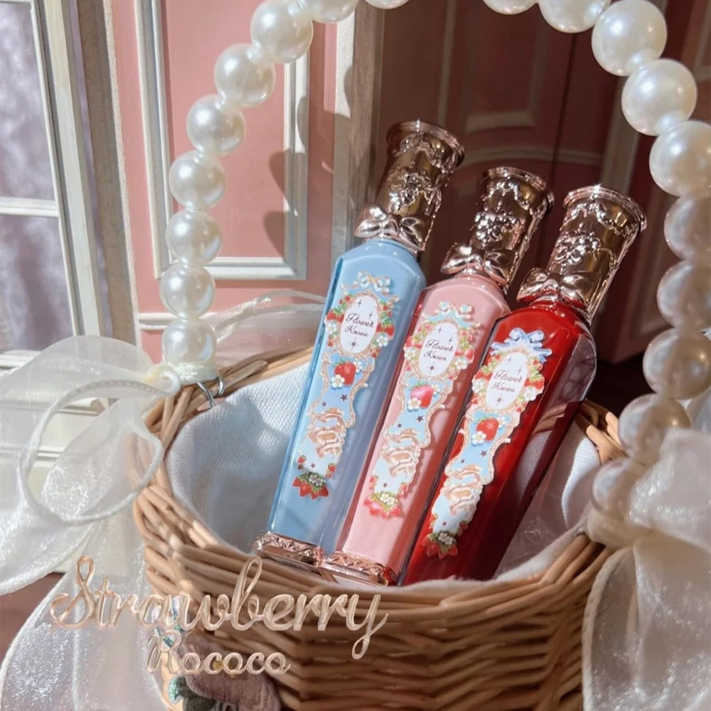 Flower Knows Rococo packaging design closeup conveys luxury and premium unboxing appeal.