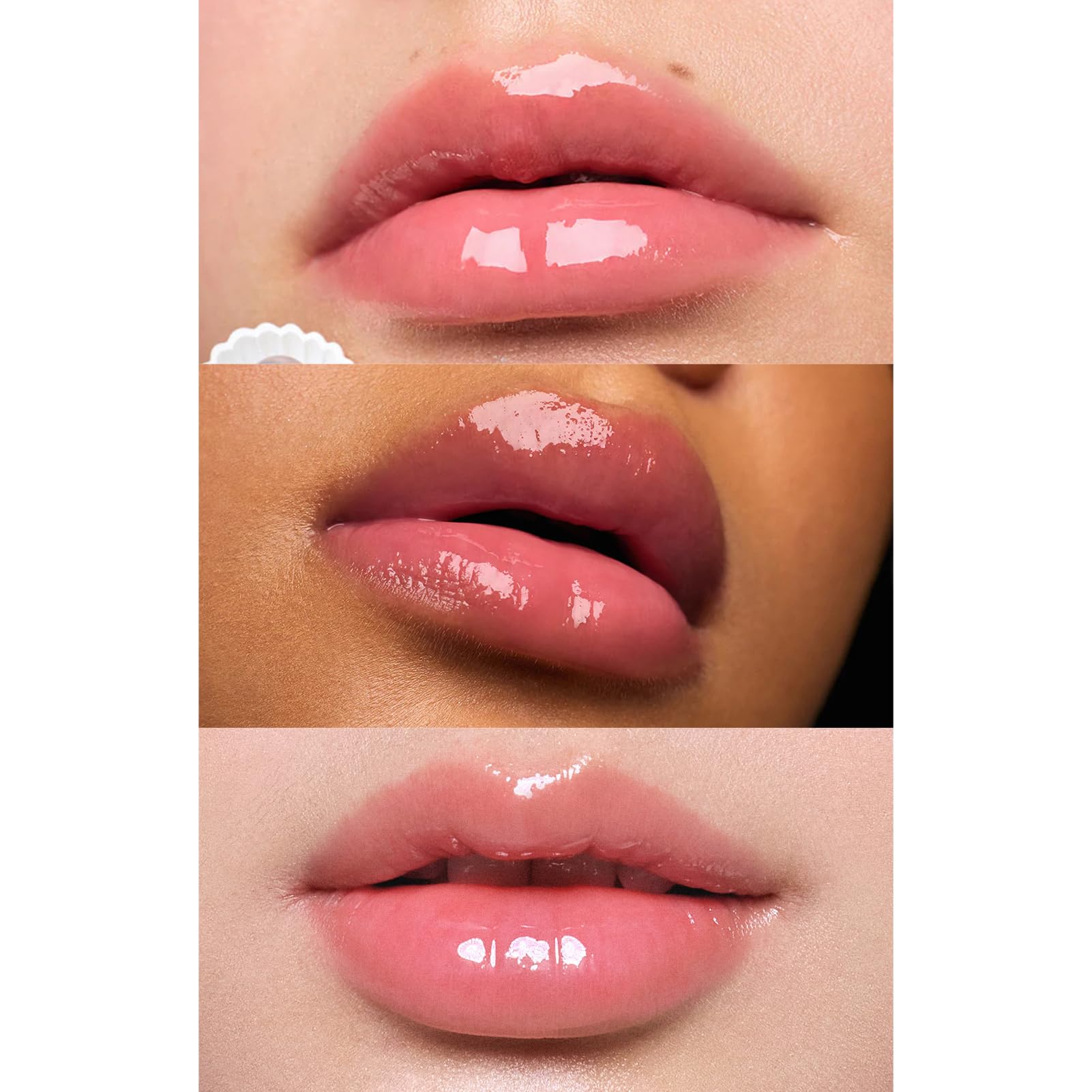 Flower Knows Lip Glaze glossy finish reflects light for a plumper-looking smile