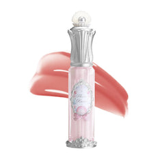 Flower Knows Shell's Jewel Nourishing Lip Glaze closeup in P02 Stellar Nacre delivering a glossy, hydrating pout