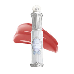 Flower Knows Shell's Jewel Nourishing Lip Glaze tube shows hydrating, non-sticky gloss with a plumping look.