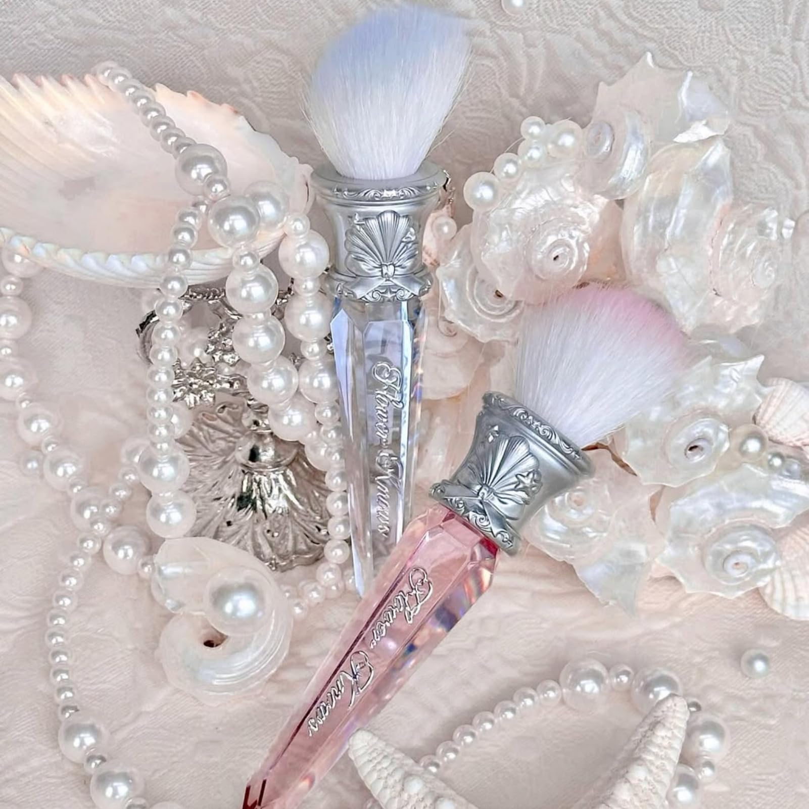 Flower Knows Crystal Pink Shell's Jewel Angled Brush evokes luxe and covetable aesthetics.
