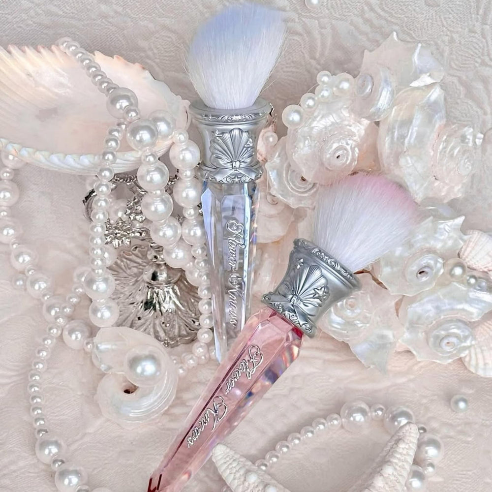 Flower Knows Crystal Pink Shell's Jewel Angled Brush evokes luxe and covetable aesthetics.