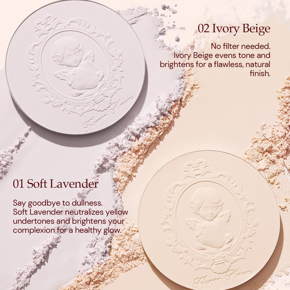Flower Knows Strawberry cake compact with mirror and puff for on the go use