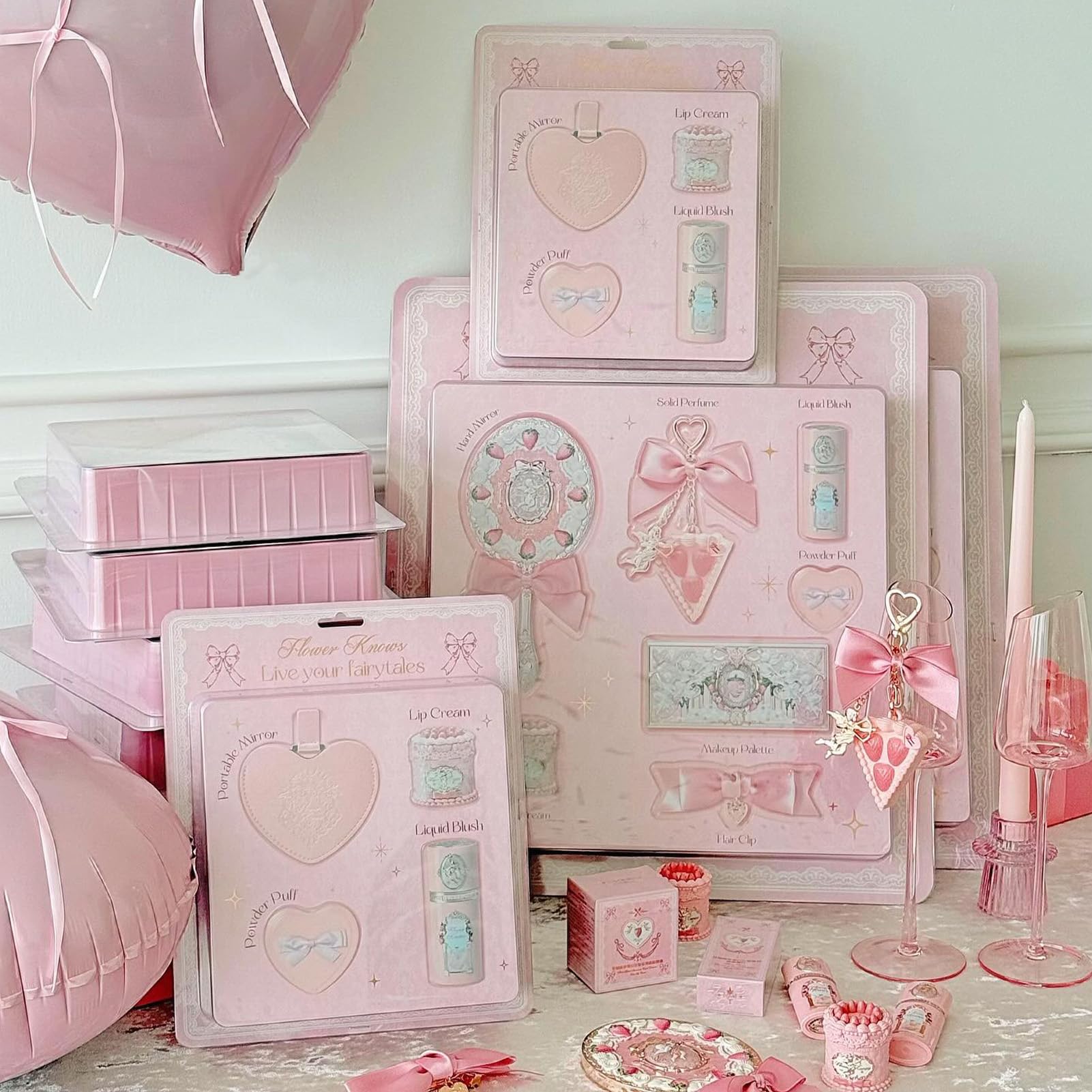 Flower Knows Strawberry Kiss design detail highlights strawberry motifs for charming daily rituals.